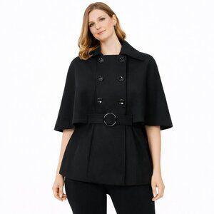 Krush women's jacket cape double breasted wool blend winter charcoal gre…